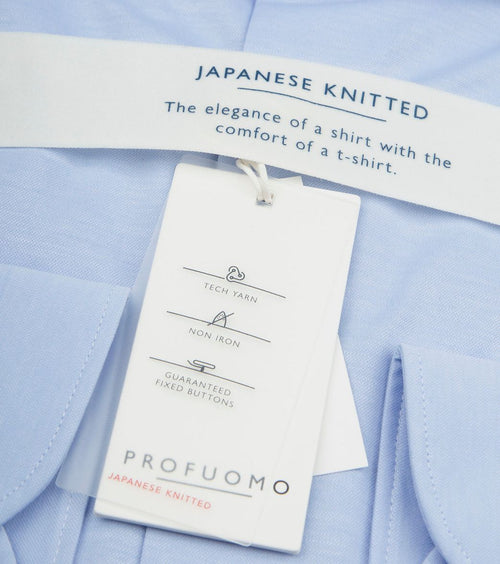 Profuomo japanese knitted overhemd lichtblauw | Slim-fit