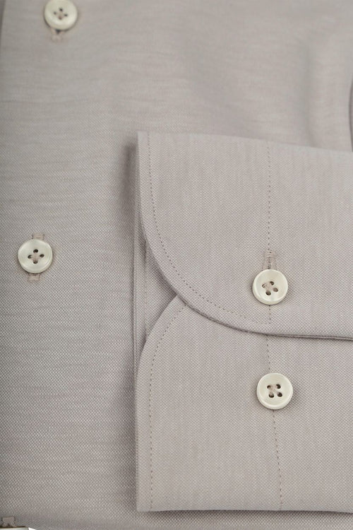 Profuomo japanese knitted overhemd melange beige | Slim-fit