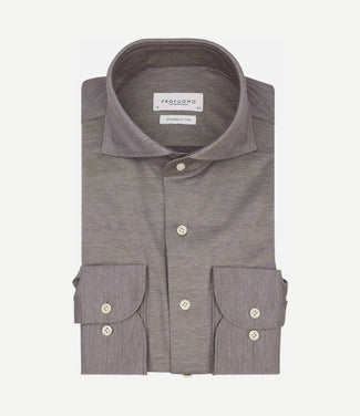 Japanese knitted overhemd melange bruin