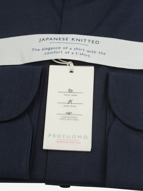 Profuomo japanese knitted overhemd structure donkerblauw | Slim-fit