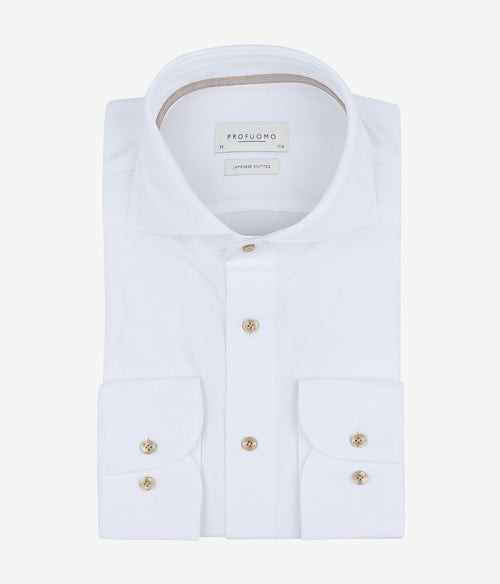 Profuomo japanese knitted overhemd wit | Slim-fit
