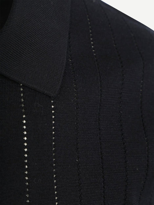 Knitted halve rits poloshirt dropneedle donkerblauw