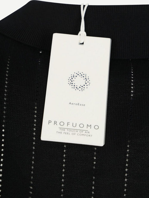 Knitted halve rits poloshirt dropneedle donkerblauw