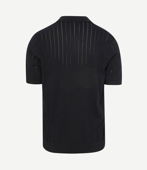 Knitted halve rits poloshirt dropneedle donkerblauw