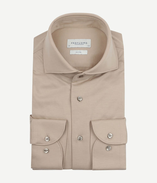 Profuomo knitted overhemd beige | Slim-fit