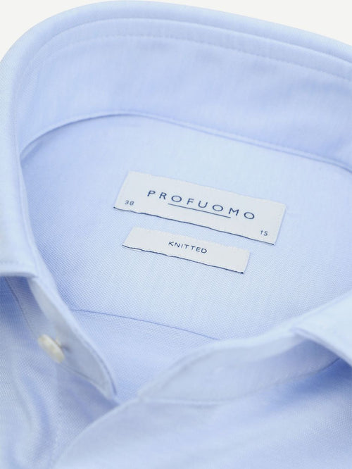 Profuomo knitted overhemd lichtblauw | Slim-fit