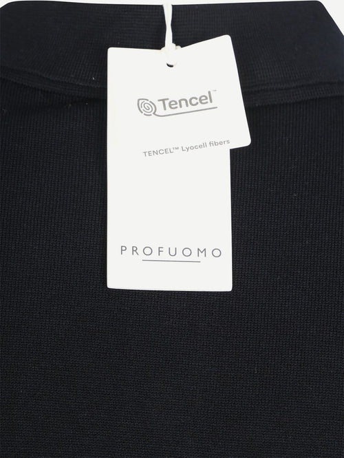 Knitted poloshirt donkerblauw