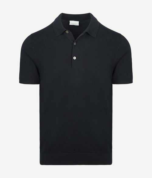 Knitted poloshirt donkerblauw