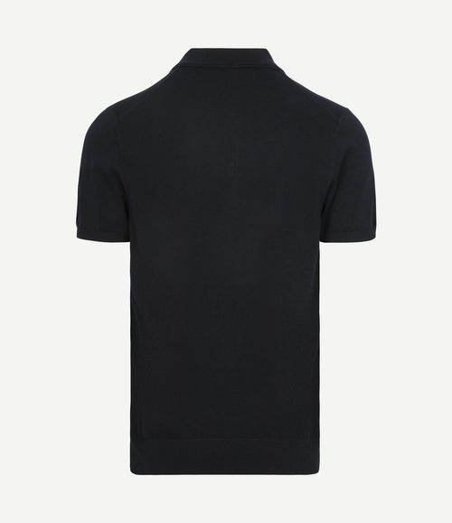 Knitted poloshirt donkerblauw