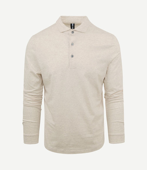 Longsleeve polo beige melange