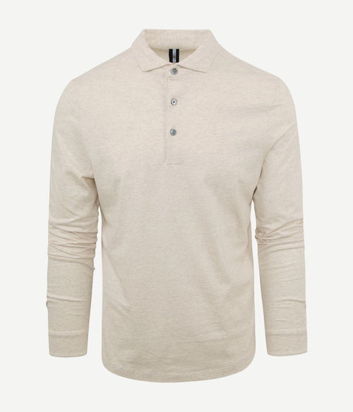 Profuomo longsleeve polo beige melange | Slim-fit