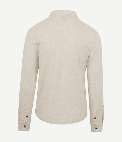 Profuomo longsleeve polo beige melange | Slim-fit