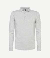 Longsleeve polo grijs melange