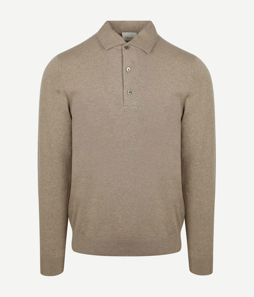 Profuomo longsleeve poloshirt luxury basic beige