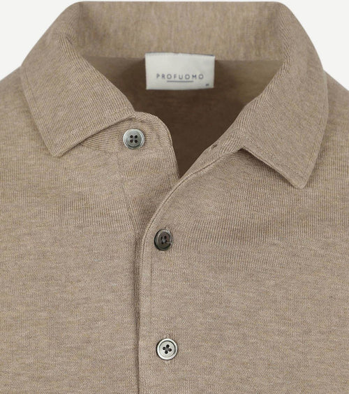 Profuomo longsleeve poloshirt luxury basic beige
