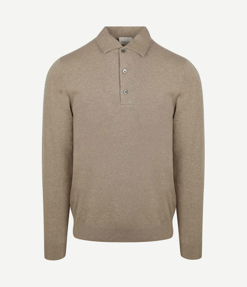 Longsleeve poloshirt luxury basic beige