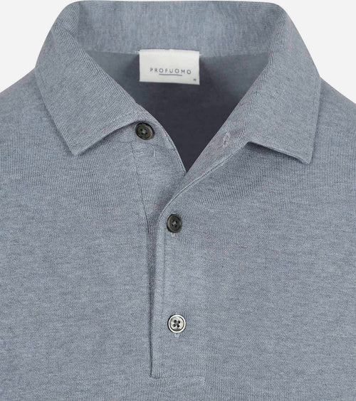 Profuomo longsleeve poloshirt luxury basic blauw