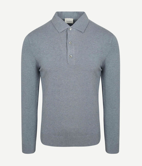 Profuomo longsleeve poloshirt luxury basic blauw