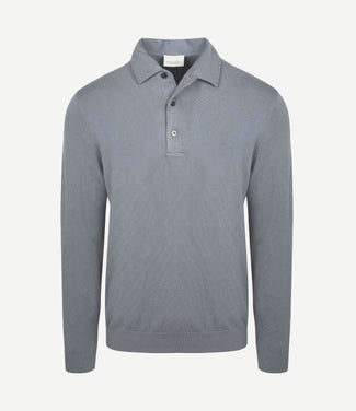 Longsleeve poloshirt luxury basic blauw