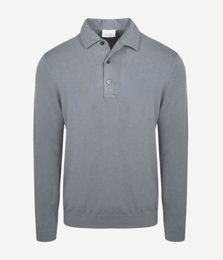 Longsleeve poloshirt luxury basic blauw
