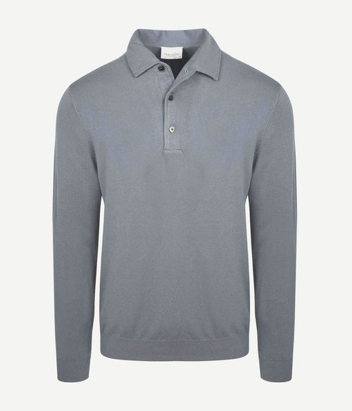 Longsleeve poloshirt luxury basic blauw
