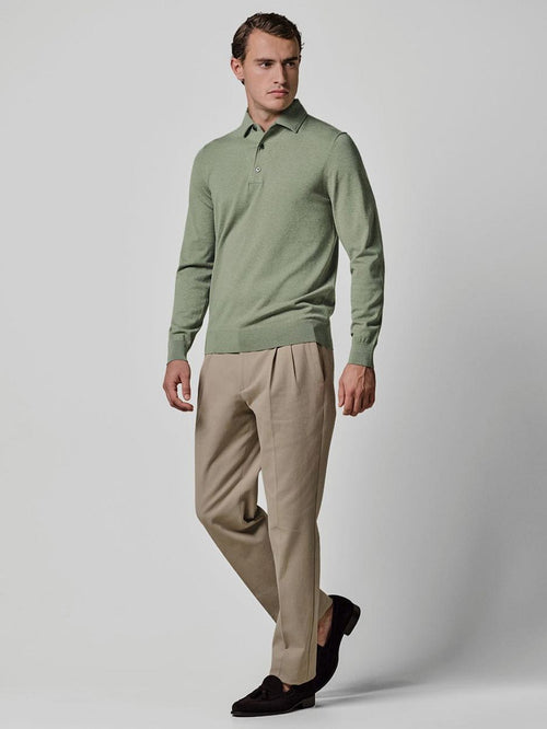 Longsleeve poloshirt luxury basic groen