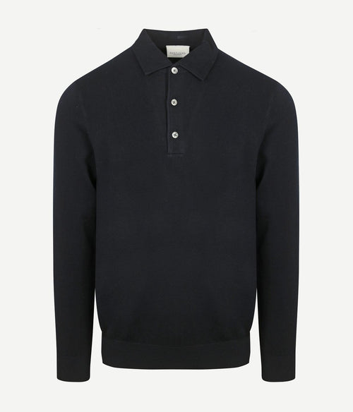 Profuomo longsleeve poloshirt luxury basic donkerblauw