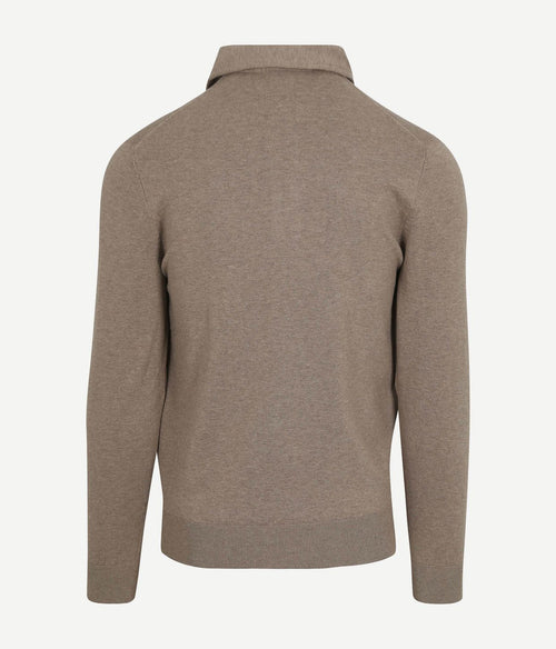 Profuomo longsleeve poloshirt luxury basic taupe