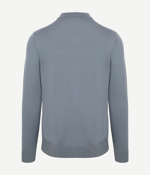 Longsleeve poloshirt merinowol blauw