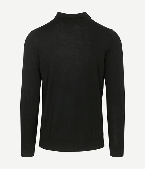 Profuomo longsleeve poloshirt merinowol zwart