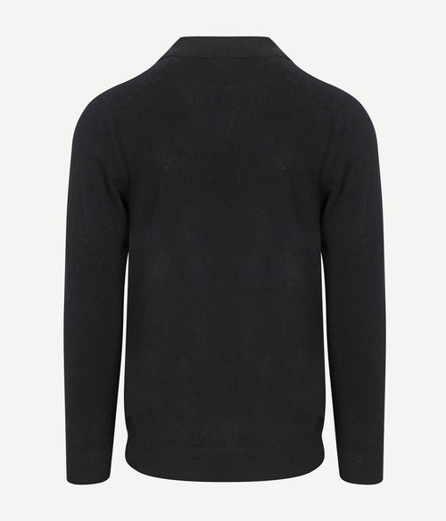 Profuomo longsleeve poloshirt wol blend donkerblauw