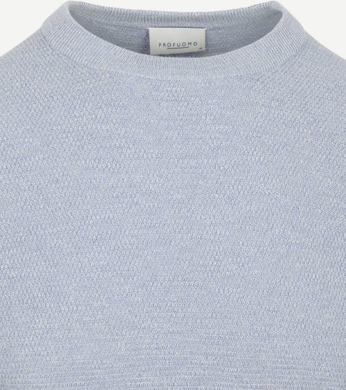 Profuomo o-hals trui lichtblauw | Regular-fit