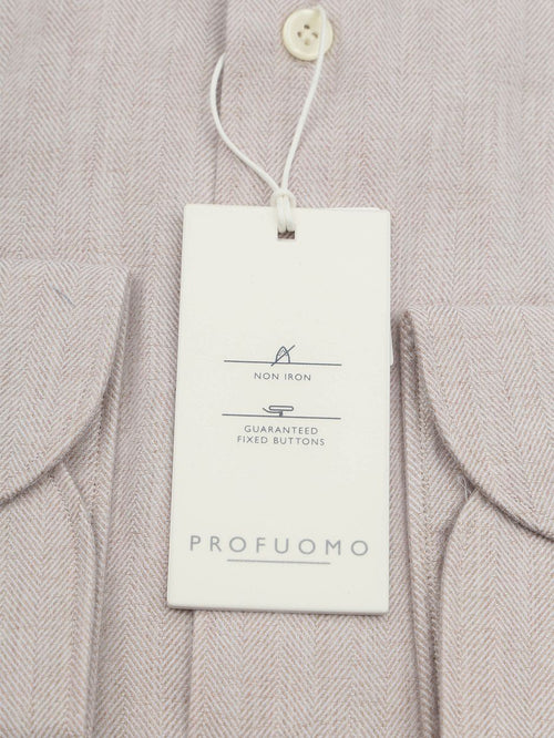 Profuomo overhemd peached herringbone flanel beige | Slim-fit