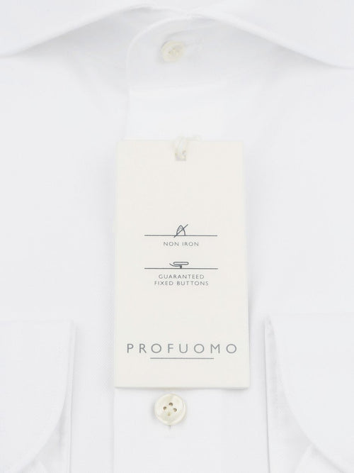 Twill overhemd extra lange mouwen wit