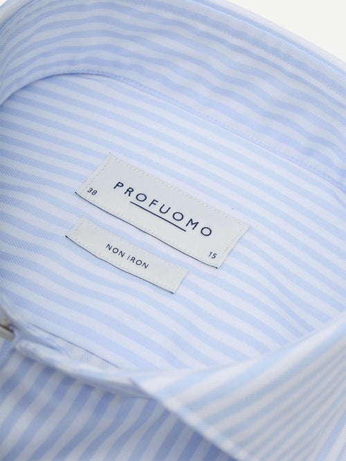 Twill overhemd strepen lichtblauw