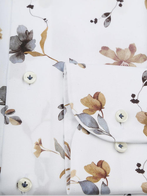 Twill overhemd bloem wit