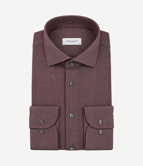 Overhemd brushed twill aubergine