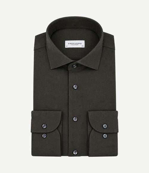 Overhemd brushed twill donkergroen
