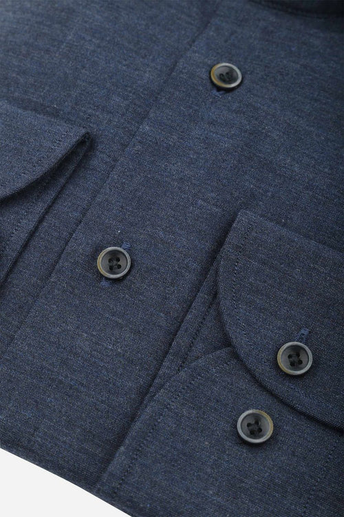 Profuomo overhemd flanel donkerblauw | Slim-fit