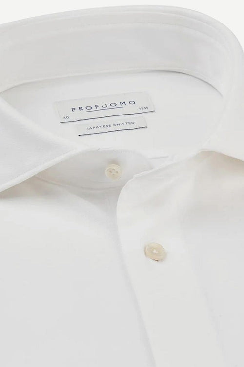 Profuomo overhemd japanese knitted wit | Slim-fit