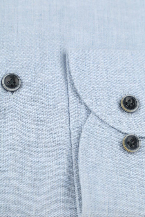 Profuomo overhemd linnen blend lichtblauw | Slim-fit