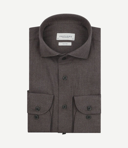 Overhemd peached twill flanel bruin