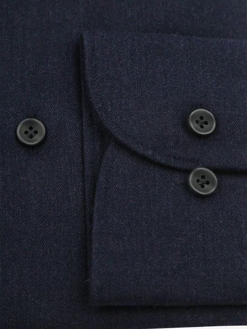 Profuomo overhemd peached twill flanel donkerblauw | Slim-fit