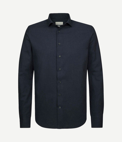 Overhemd peached twill flanel donkerblauw