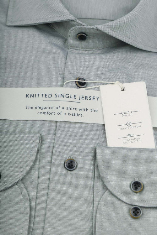 Overhemd single jersey groen melange