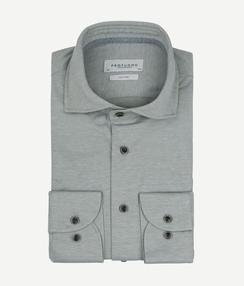 Overhemd single jersey groen melange