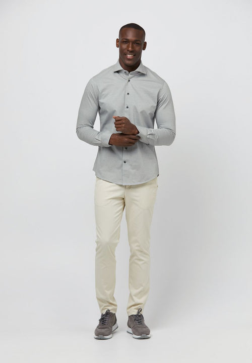 Overhemd single jersey groen melange