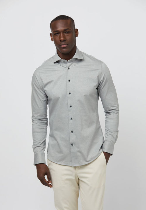 Overhemd single jersey groen melange