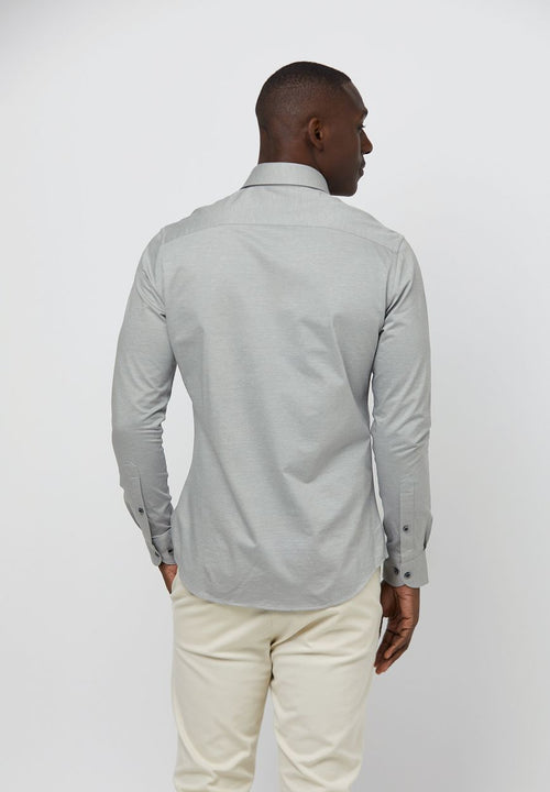 Overhemd single jersey groen melange