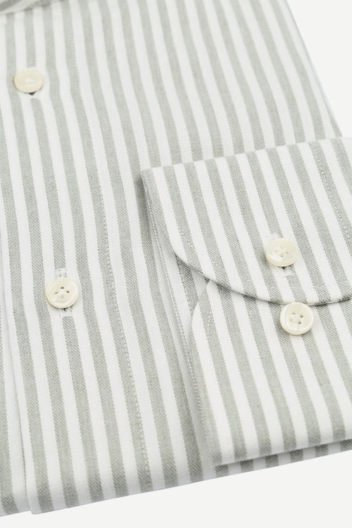 Profuomo overhemd streep cutaway groen | Slim-fit